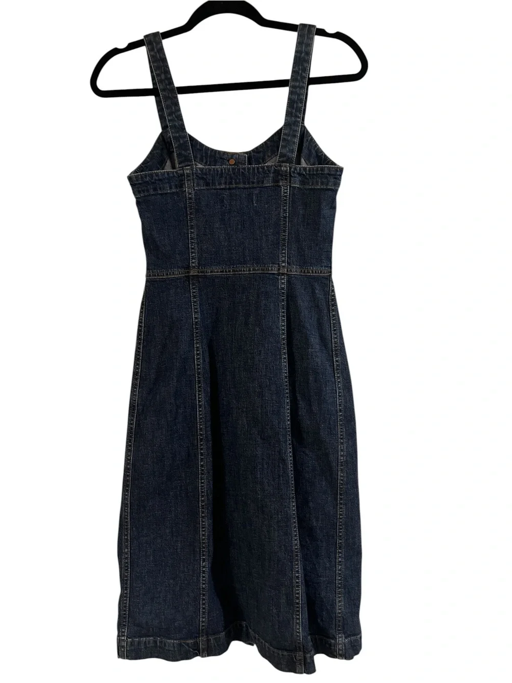 Madewell Sleeveless Button-Front Denim Midi Dress in Dark Blue-0 - Picture 5 of 7